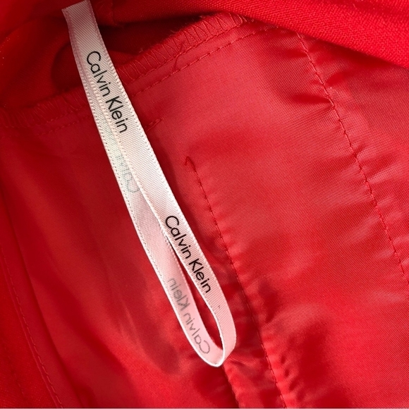 Women’s Pants CALVIN KLEIN Red Mid Rise Gold Button Back Accent Straight Pants - Picture 5 of 5